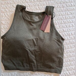 Sublime Bamboo Maternity & Nursing Longline Bra Top- Olive Heather - Medium